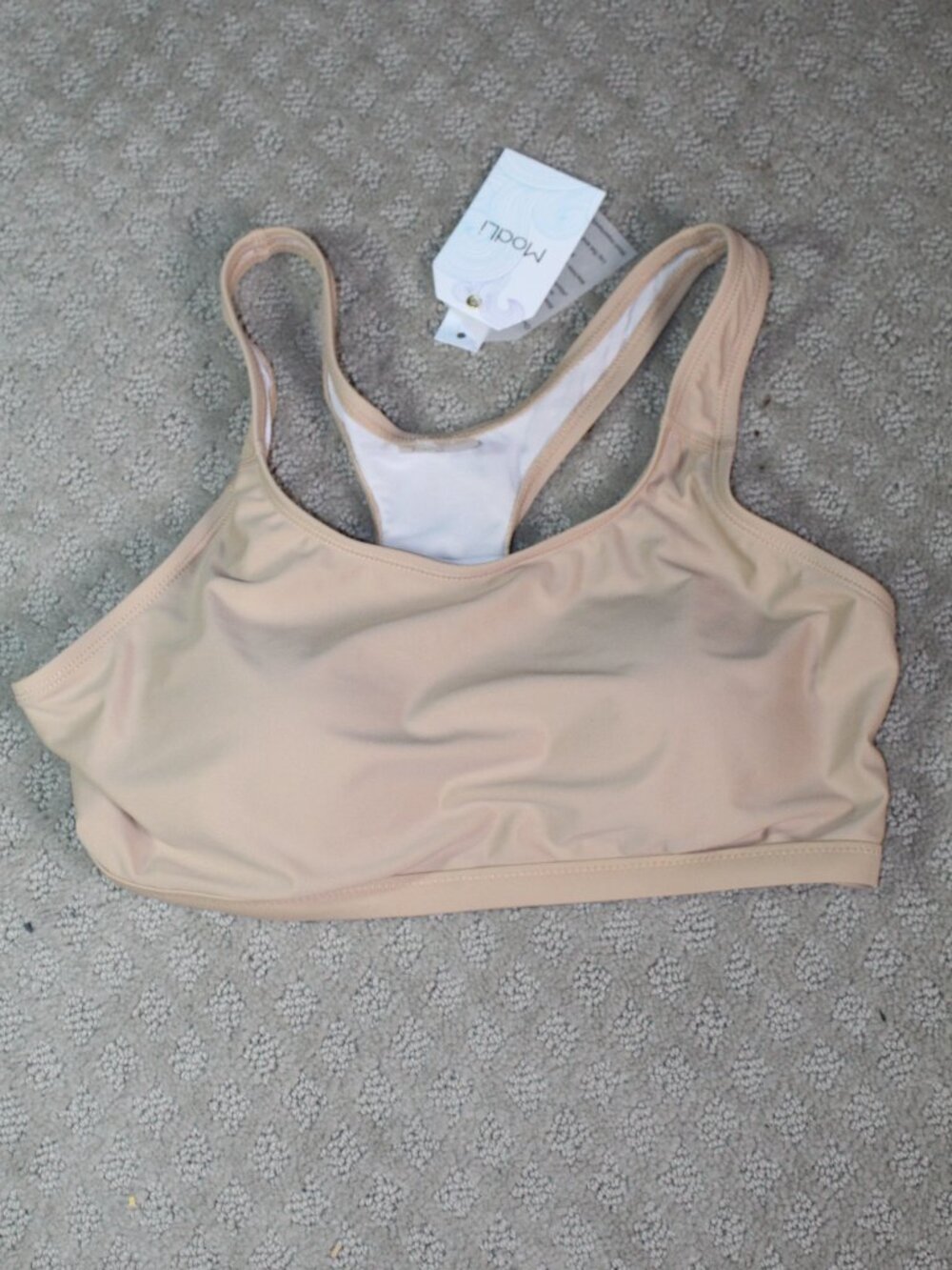 NWT ModLi Size M Nude Racerback Swim Bra